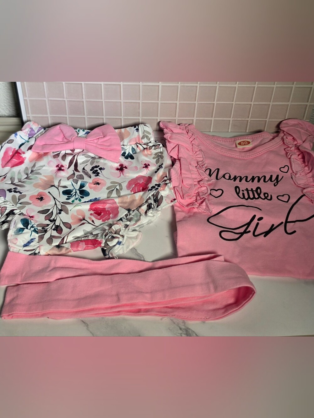 Pink Mommy Little Girl 3-Piece Pajama Set for Kids